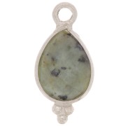 Breloque goutte facettée avec petites boules 14x7mm Arg 925 - Turquoise Africaine