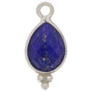 Breloque goutte facettée avec petites boules 14x7 mm - Argent 925 - Lapis lazuli|raw }}