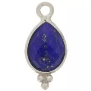 Breloque goutte facettée avec petites boules 14x7 mm - Argent 925 - Lapis lazuli