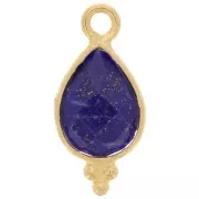 Breloque facettée et petites boules 14x7mm - Argent 925 Plaqué Or - Lapis lazuli