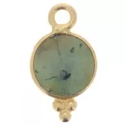 Breloque facettée et petites boules 7mm ArG 925 Plaqué Or Turquoise Africaine