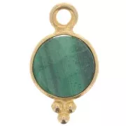 Breloque facettée avec petites boules 7 mm - Argent 925 Plaqué Or - Malachite
