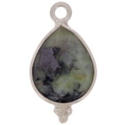 Breloque goutte facettée avec petites boules 16x9 mm Arg 925 - Turquoise Africaine|raw }}