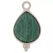 Breloque goutte facettée avec petites boules 16x9 mm Argent 925 - Malachite x1