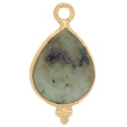 Breloque facettée et petites boules 16x9mm Arg 925 Plaqué Or Turquoise africaine|raw }}