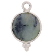 Breloque ronde facettée avec petites boules 9mm - Arg 925 - Turquoise Africaine|raw }}