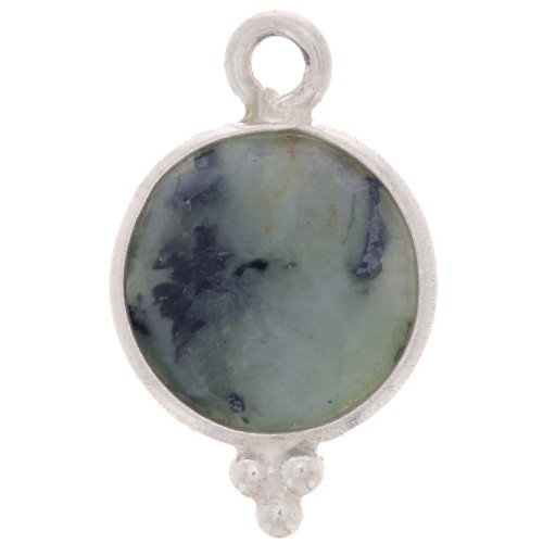 Breloque ronde facettée avec petites boules 9mm - Arg 925 - Turquoise Africaine