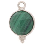 Breloque ronde facettée avec petites boules 9mm - Argent 925 - Malachite x1|raw }}