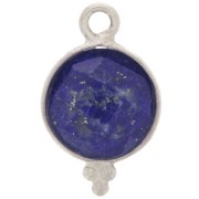 Breloque ronde facettée avec petites boules 9mm - Argent 925 - Lapis lazuli x1|raw }}