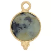 Breloque facettée et petites boules 9mm Arg 925 Plaqué Or Turquoise Africaine