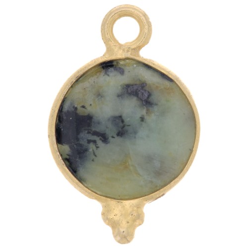 Breloque facettée et petites boules 9mm Arg 925 Plaqué Or Turquoise Africaine