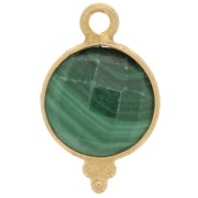 Breloque facettée avec petites boules 9 mm - Argent 925 Plaqué Or - Malachite