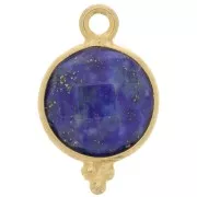 Breloque facettée avec petites boules 9mm - Arg 925 Plaqué Or - Lapis lazuli