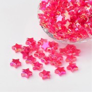 Perles étoiles irisées - 11 mm - Fuchsia AB x50