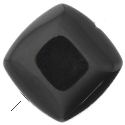 Perle plate carrée 8 mm en pierre gemme - Onyx noir x1