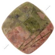 Perle plate carrée 8 mm en pierre gemme - Unakite x1