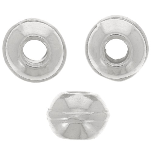 Perles gros trous 9 mm Rhodié x5