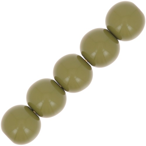 Perles en résine opaques 6 mm Kaki x10