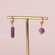 Perle plate ronde - palet - 8 mm en pierre gemme - Amethyste x1