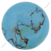 Perle plate ronde - palet - 8 mm en pierre gemme teintée - imitation Turquoise x1