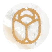 Pendentif rond plat 20 mm - scarabée gravé exclu Perles & Co - Nacre - Doré x1|raw }}