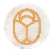 Cabochon rond plat 15 mm - scarabée gravé exclu Perles & Co - Nacre x1