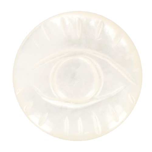 Cabochon rond gravé oeil 16 mm en nacre x1