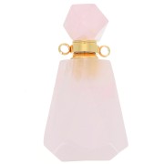 Flacon de parfum pendentif en pierre gemme 37x20 mm Quartz rose Acier inox doré x1|raw }}