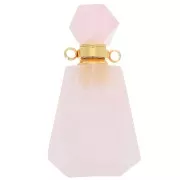 Flacon de parfum pendentif en pierre gemme 37x20 mm Quartz rose Acier inox doré x1
