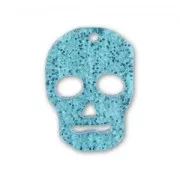 Pendentif Tête de mort 23 mm Aquamarine pailleté x1