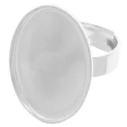 Bague réglable T.52 à T.60 pour cabochon fond plat 25x18 mm - Argenté x1