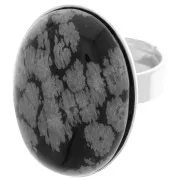 Bague réglable T.52 à T.60 pour cabochon fond plat 25x18 mm - Argenté x1