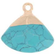 Pendentif triangle facetté 18x19 mm imitation gemme Turquoise - Doré x1|raw }}