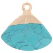 Pendentif triangle facetté 18x19 mm imitation gemme Turquoise - Doré x1