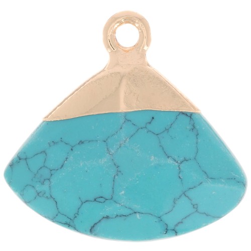 Pendentif triangle facetté 18x19 mm imitation gemme Turquoise - Doré x1