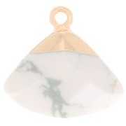 Pendentif triangle facetté 18x19 mm imitation gemme Howlite - Doré x1