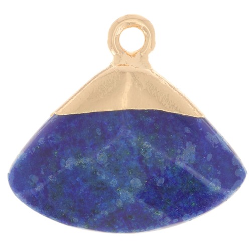 Pendentif triangle facetté 18x19mm imitation gemme Lapis lazuli - Doré x1