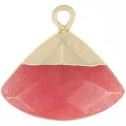 Pendentif triangle facetté 18x19 mm imitation gemme Cornaline - Doré x1