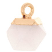 Breloque cube facetté 12x11mm imitation pierre gemme Pierre de lune- Doré x1|raw }}