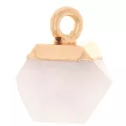 Breloque cube facetté 12x11mm imitation pierre gemme Pierre de lune- Doré x1