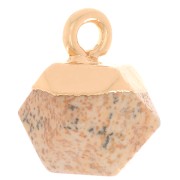 Breloque cube facetté 12x11 mm imitation gemme Jaspe paysage - Doré x1