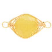 Intercalaire ovale 17x9 mm imitation pierre gemme Citrine - Doré x1