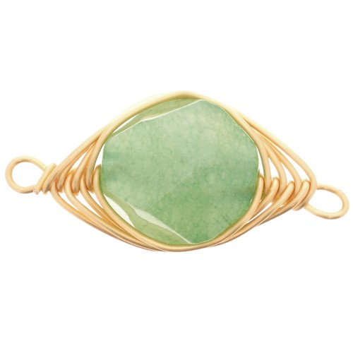 Intercalaire ovale 17x9 mm imitation pierre gemme Aventurine Doré x1