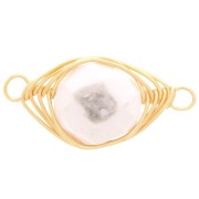 Intercalaire ovale 17x9 mm imitation pierre gemme howlite - Doré x1|raw }}