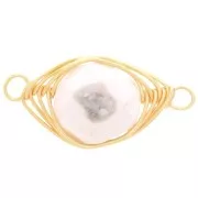 Intercalaire ovale 17x9 mm imitation pierre gemme howlite - Doré x1