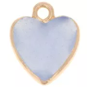 Breloque coeur facetté 16x13 mm imitation gemme Jade teinté - Bleu - Doré x1