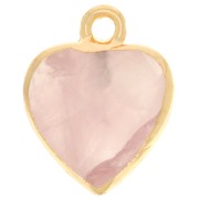 Breloque coeur facetté 16x13mm imitation gemme Quartz rose - Doré x1|raw }}