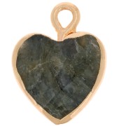 Breloque coeur facetté 16x13mm imitation gemme Labradorite - Doré x1