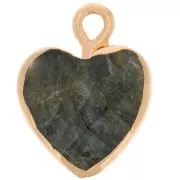 Breloque coeur facetté 16x13mm imitation gemme Labradorite - Doré x1