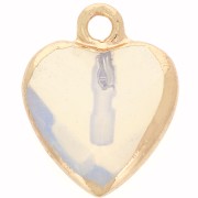 Breloque coeur facetté 16x13 mm imitation gemme Opale - Doré x1